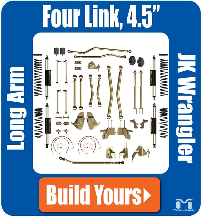 Jeep JK Wrangler 4.5" 4-Link & DB3, Bolt-On Long Arm Compound Suspension & Lift Kit - 2 Door - Rear Geometry: DB3 Bracket