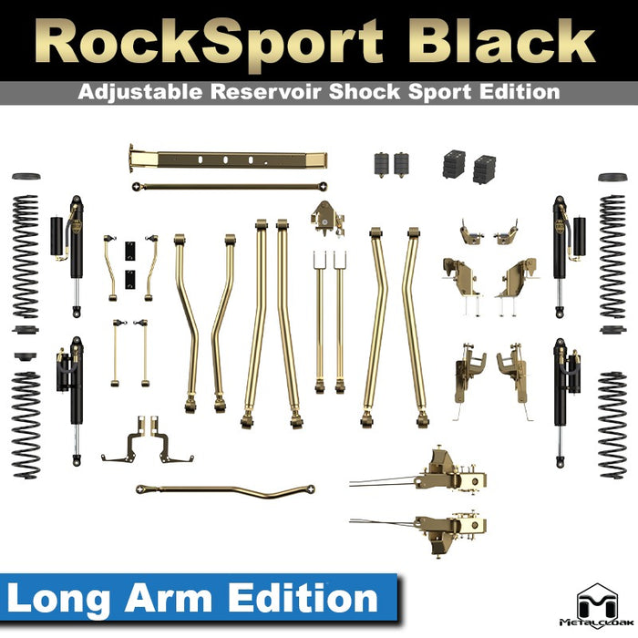 Jeep JL Wrangler 3.5" 4-Link, Bolt-On Long Arm Suspension & Lift Kit, 4-Door - Rear Control Arm Selection: Rear Bolt On Long Arms
